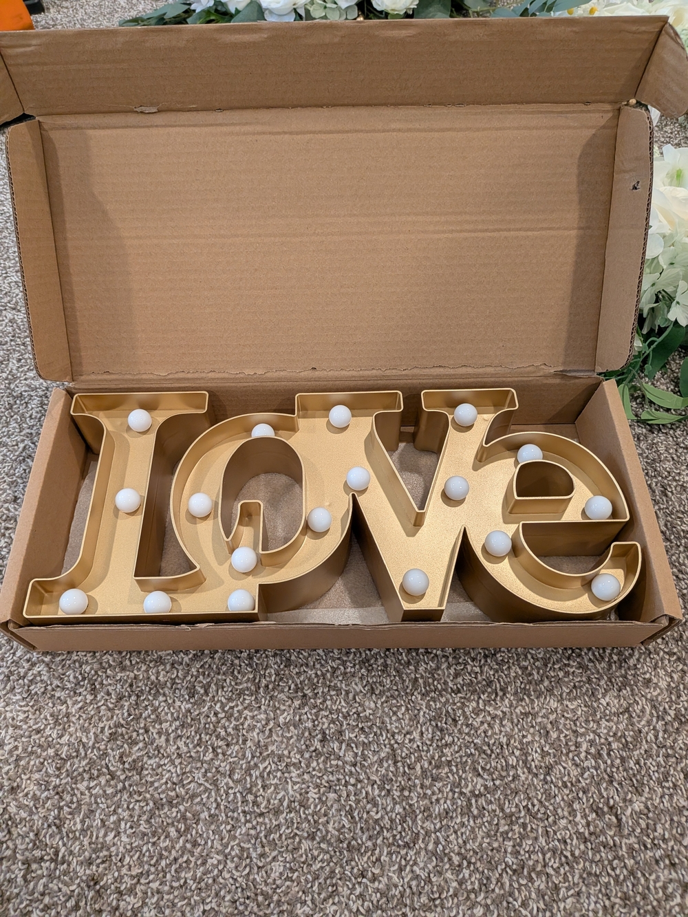 Gold "Love" Marquee Sign with LED Bulbs -